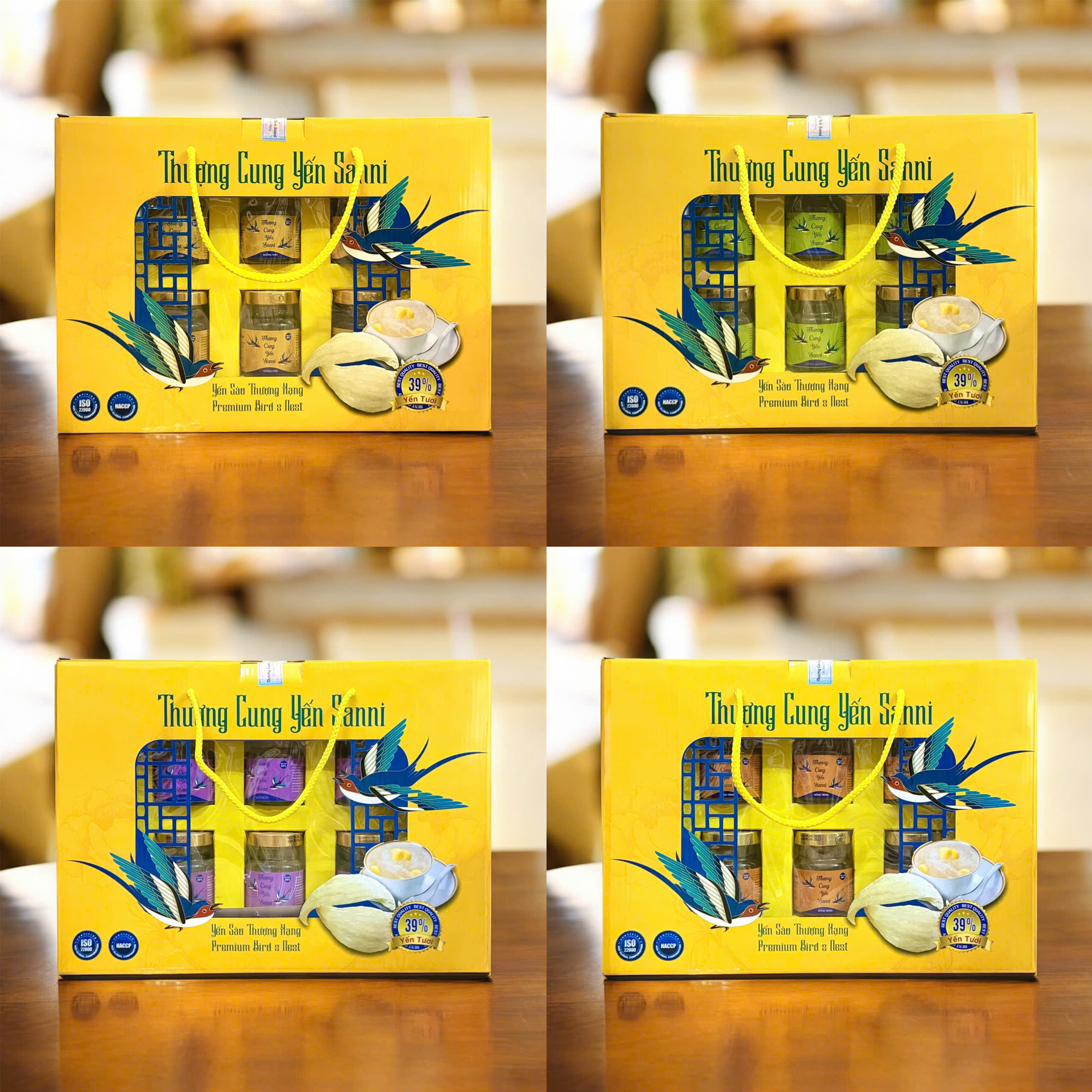 Hộp quà lớn 6 hũ yến Thượng Cung Yến Sanni 70ml Long Nhãn